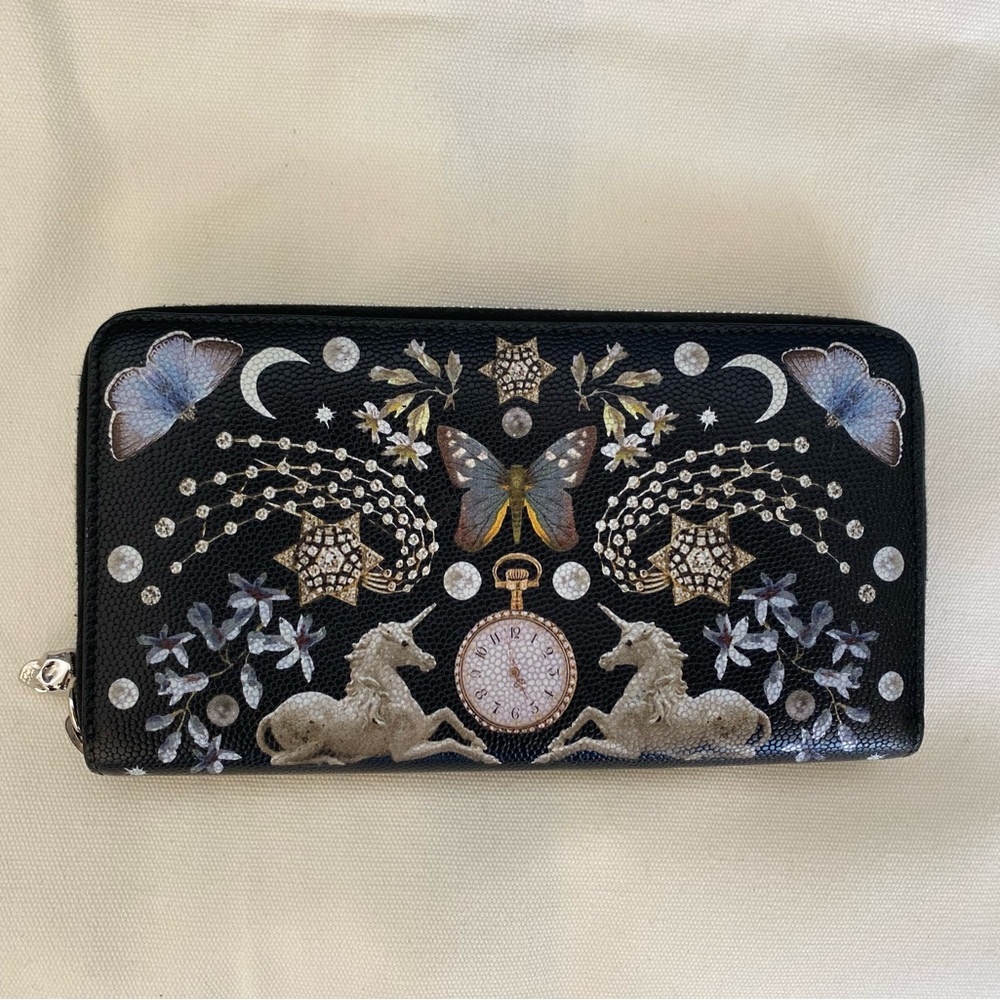 Alexander McQueen Nocturnal Print Calf Leather Skull Wallet